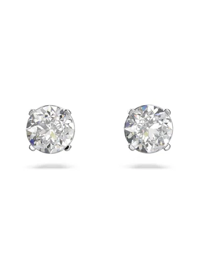 SWAROVSKI Bông Tai Attract Stud, Round Cut, Small, White, Rhodium Plated