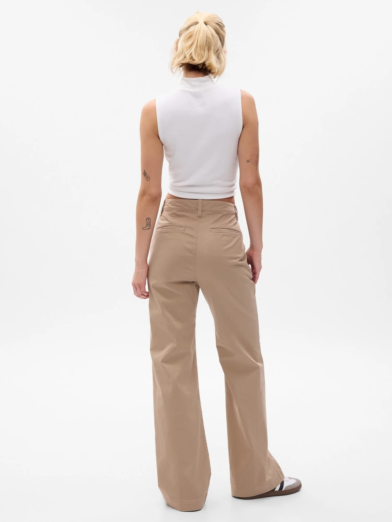 GAP Quần Vải Dài Nữ - Khaki Flare