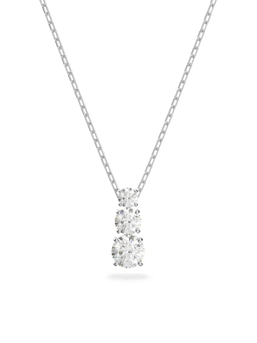SWAROVSKI Vòng Cổ Attract Trilogy, Round Cut, White, Rhodium Plated