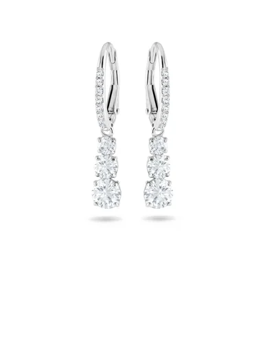SWAROVSKI Bông Tai Attract Trilogy Hoop, Round Cut, White, Rhodium Plated