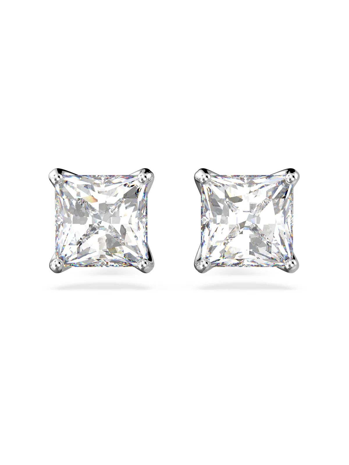 SWAROVSKI Bông Tai Attract Stud, Square Cut, White, Rhodium Plated