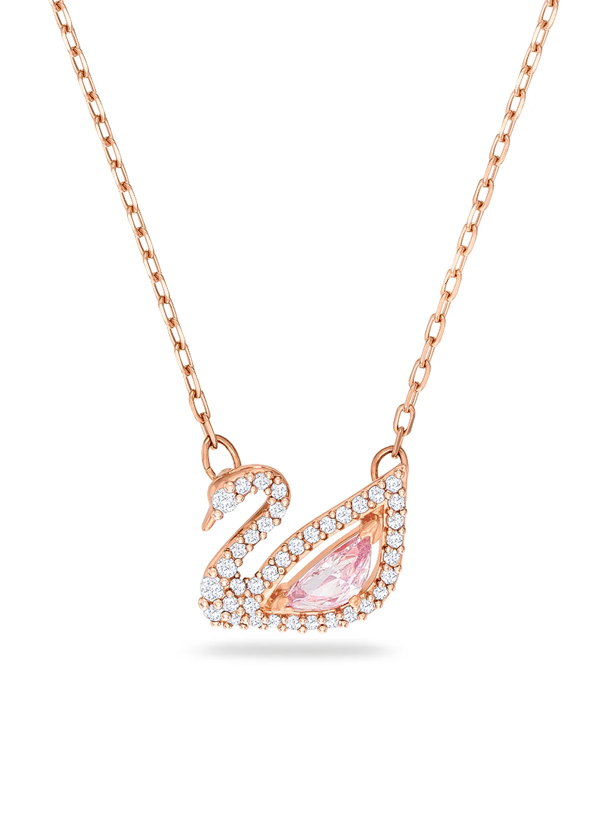 SWAROVSKI Vòng Cổ Dazzling Swan, Swan, Pink, Rose Gold-Tone Plated