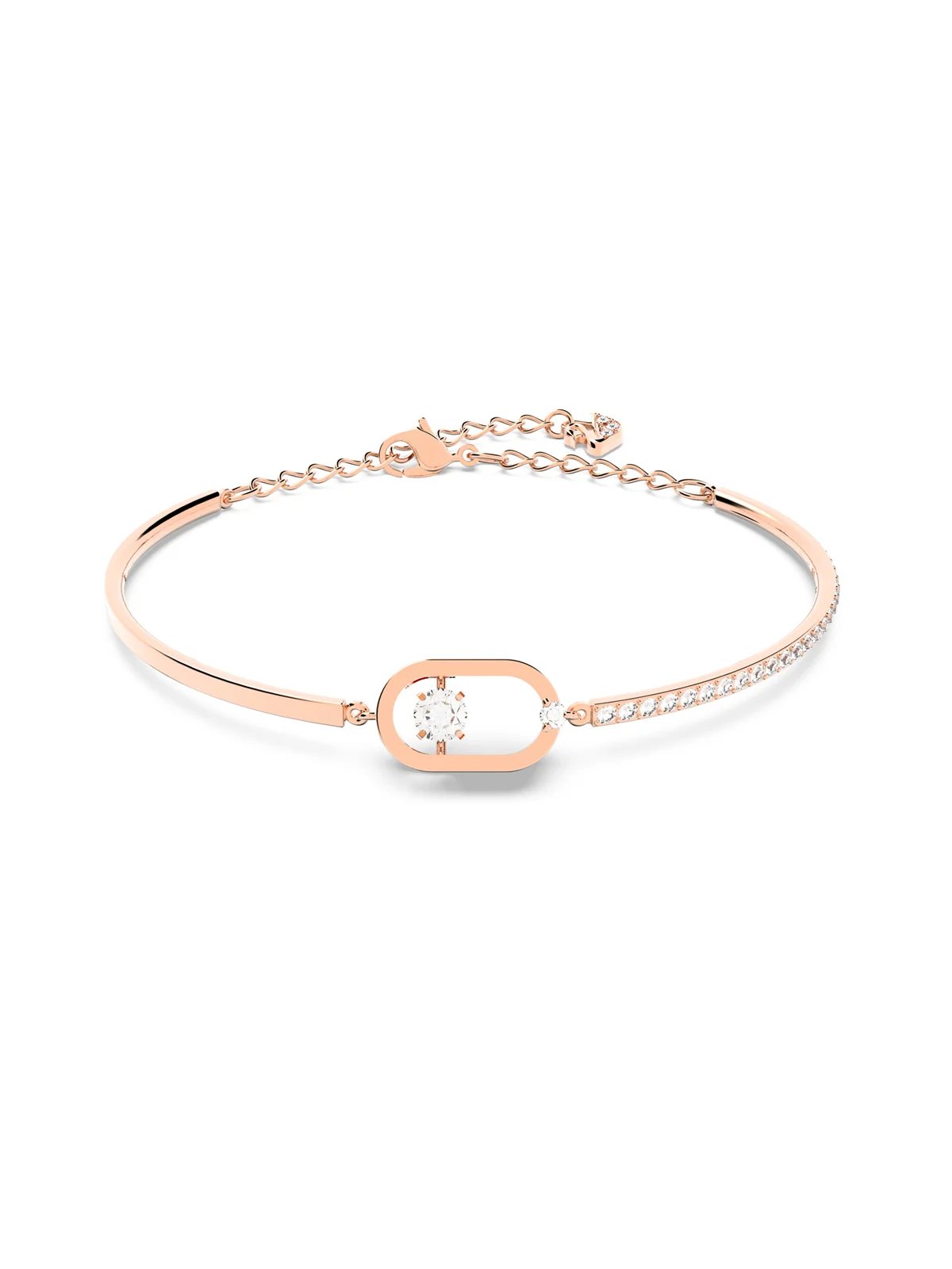 SWAROVSKI Vòng Tay Swarovski Sparkling Dance Oval, Round Cut, White, Rose Gold-Tone Plated