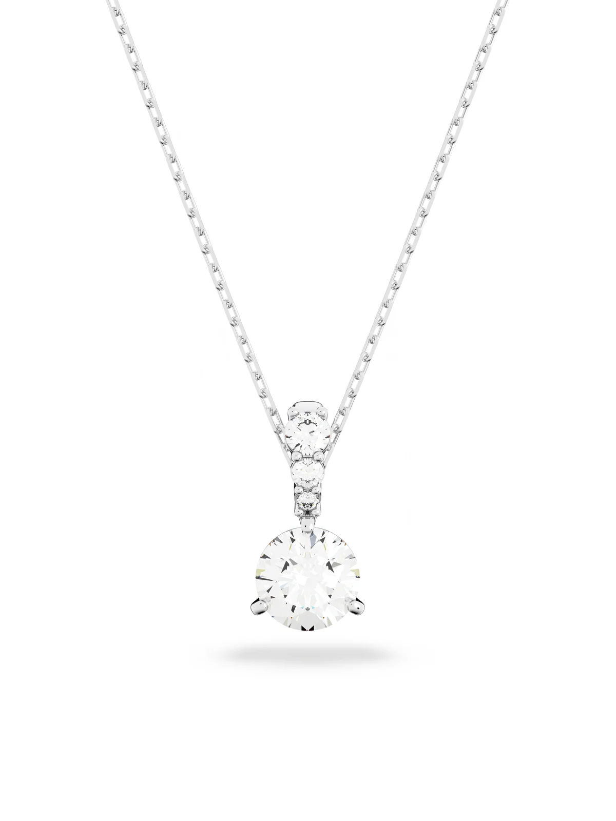 SWAROVSKI Vòng Cổ Solitaire, Round Cut, White, Rhodium Plated