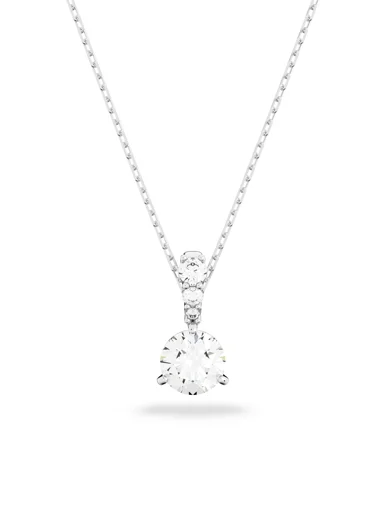 SWAROVSKI Vòng Cổ Solitaire, Round Cut, White, Rhodium Plated