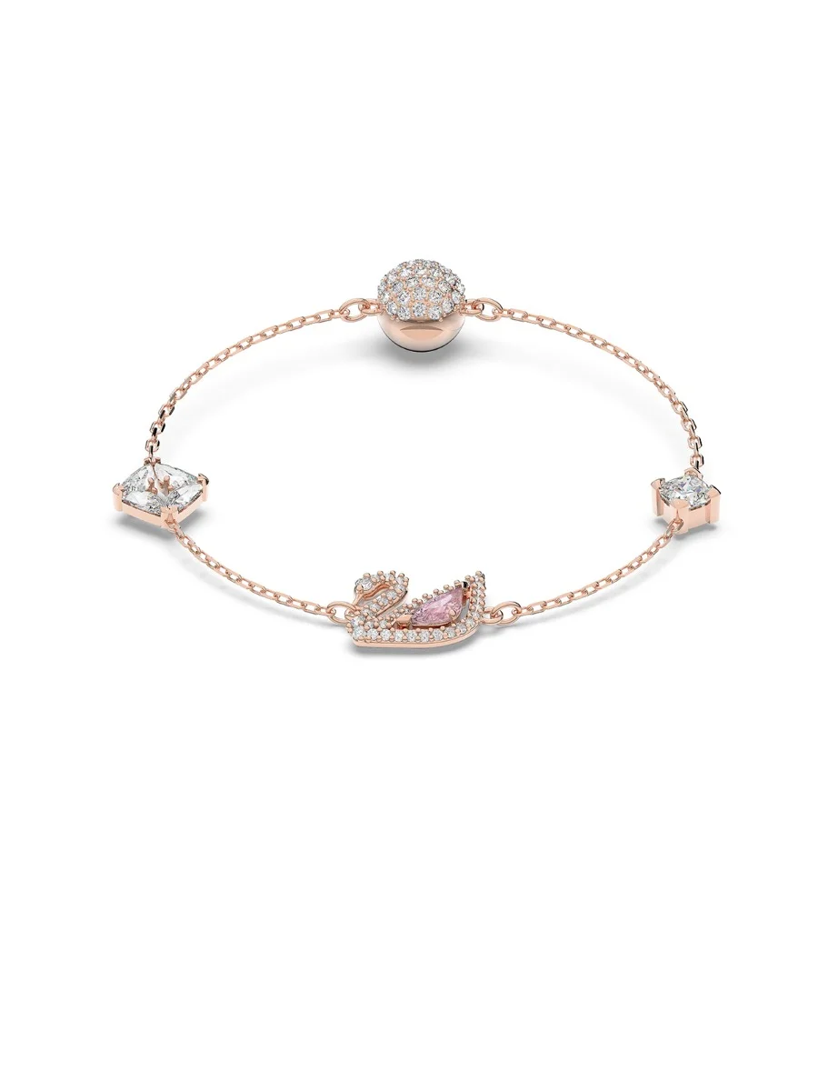 SWAROVSKI Vòng Tay Dazzling Swan, Magnetic, Pink, Rose Gold-Tone Plated