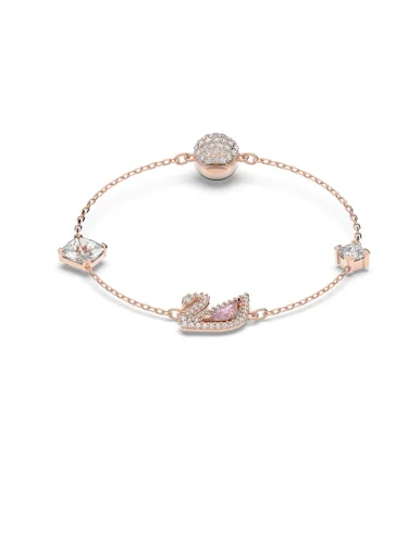SWAROVSKI Vòng Tay Dazzling Swan, Magnetic, Pink, Rose Gold-Tone Plated