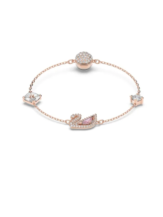 SWAROVSKI Vòng Tay Dazzling Swan, Magnetic, Pink, Rose Gold-Tone Plated