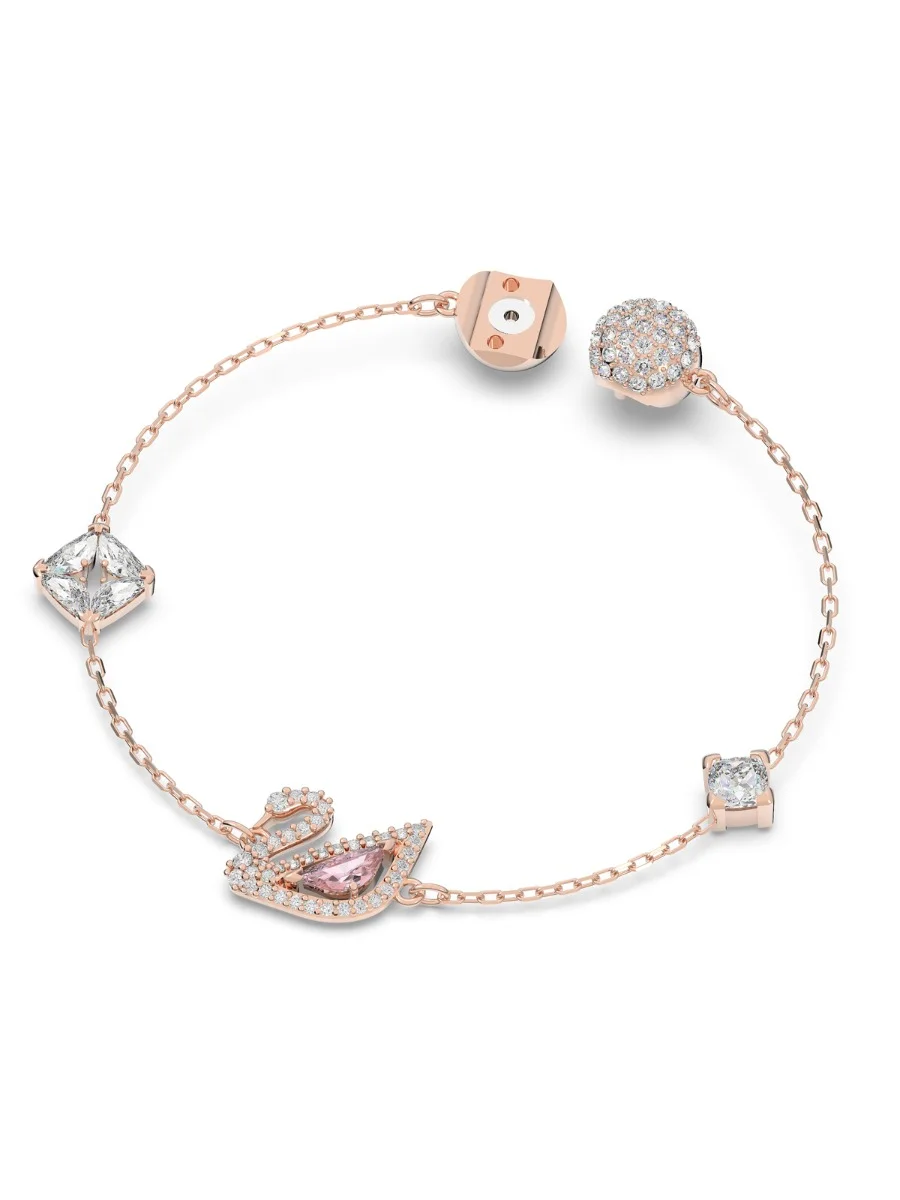 SWAROVSKI Vòng Tay Dazzling Swan, Magnetic, Pink, Rose Gold-Tone Plated