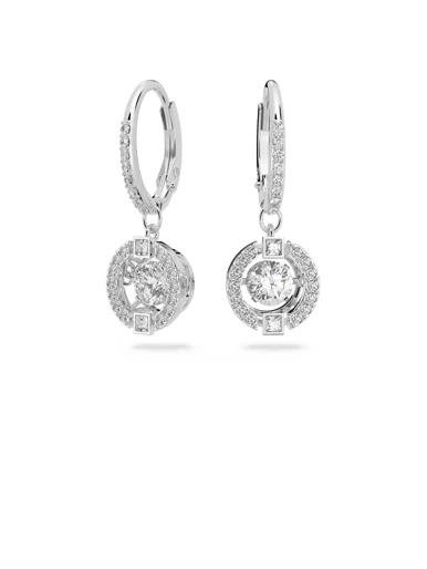SWAROVSKI Bông Tai Swarovski Sparkling Dance Drop, Round Cut, White, Rhodium Plated