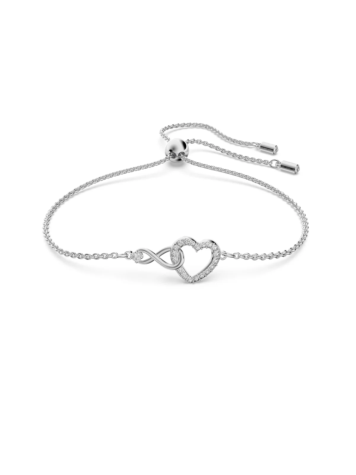 SWAROVSKI Vòng Tay Swarovski Infinity, Infinity And Heart, White, Rhodium Plated