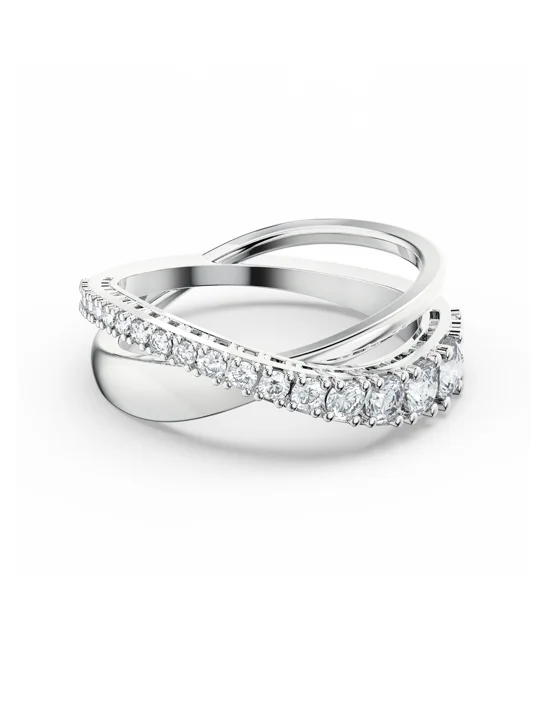 SWAROVSKI Nhẫn Twist, White, Rhodium Plated