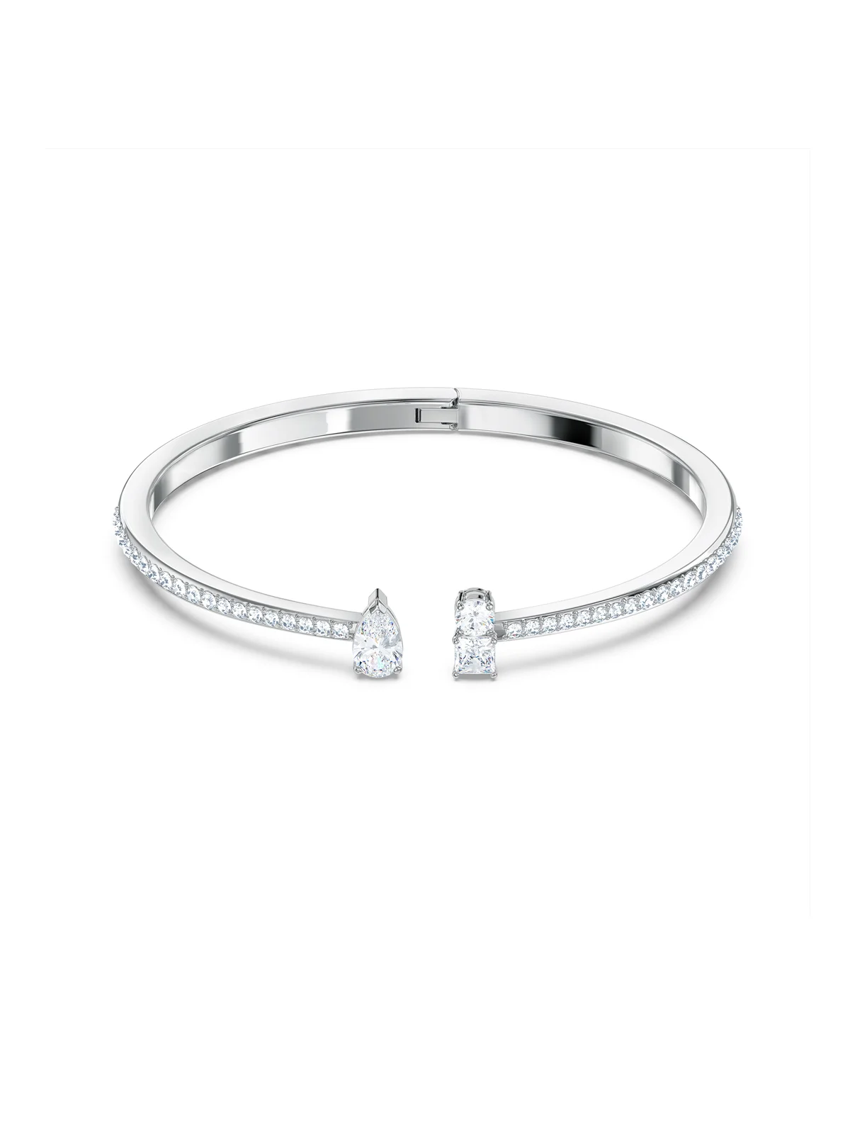 SWAROVSKI Vòng Tay Attract Cuff, Mixed Cuts, White, Rhodium Plated