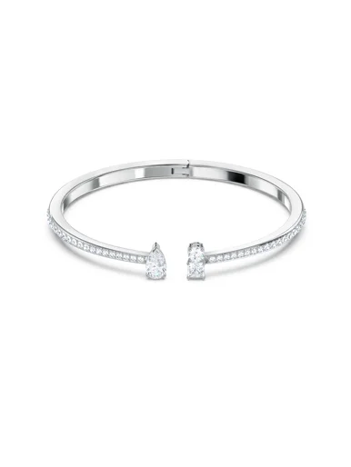 SWAROVSKI Vòng Tay Attract Cuff, Mixed Cuts, White, Rhodium Plated