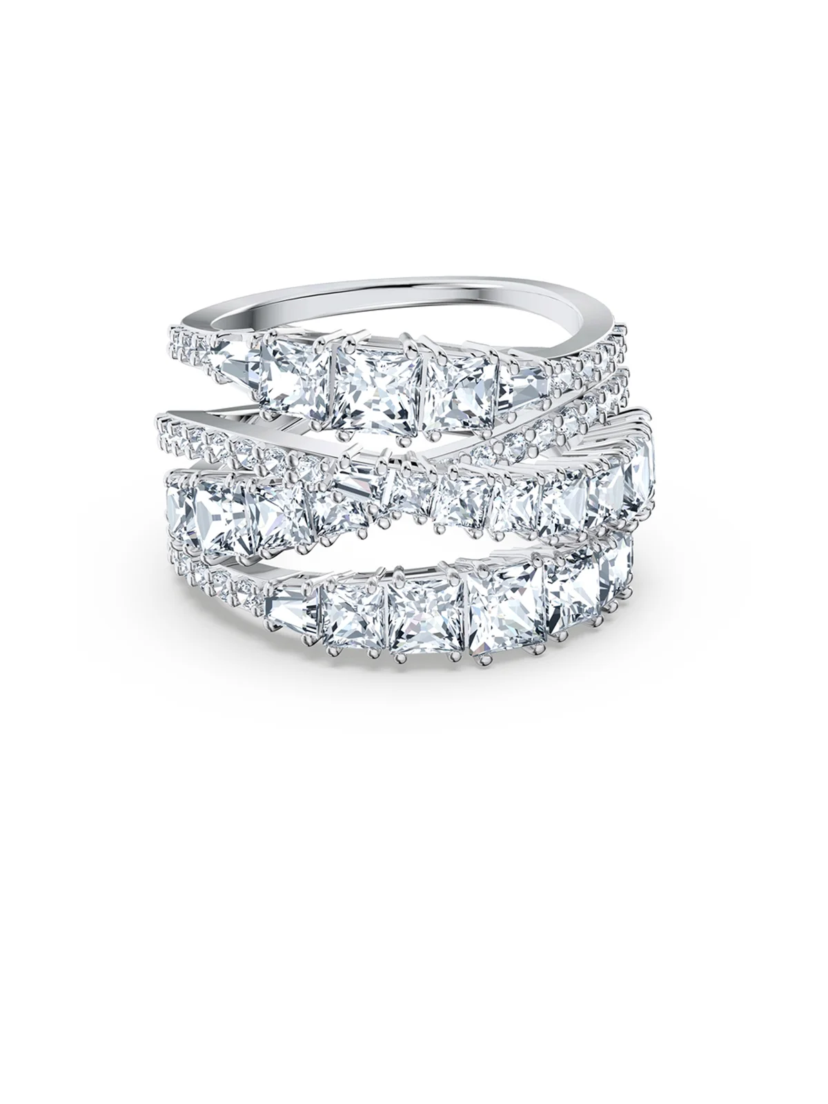 SWAROVSKI Nhẫn Twist Wrap, White, Rhodium Plated