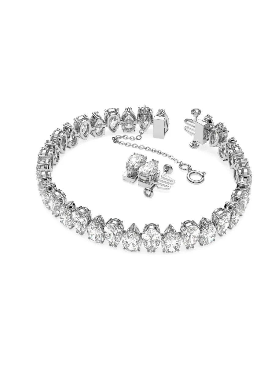 SWAROVSKI Vòng Tay Millenia, Pear Cut, White, Rhodium Plated