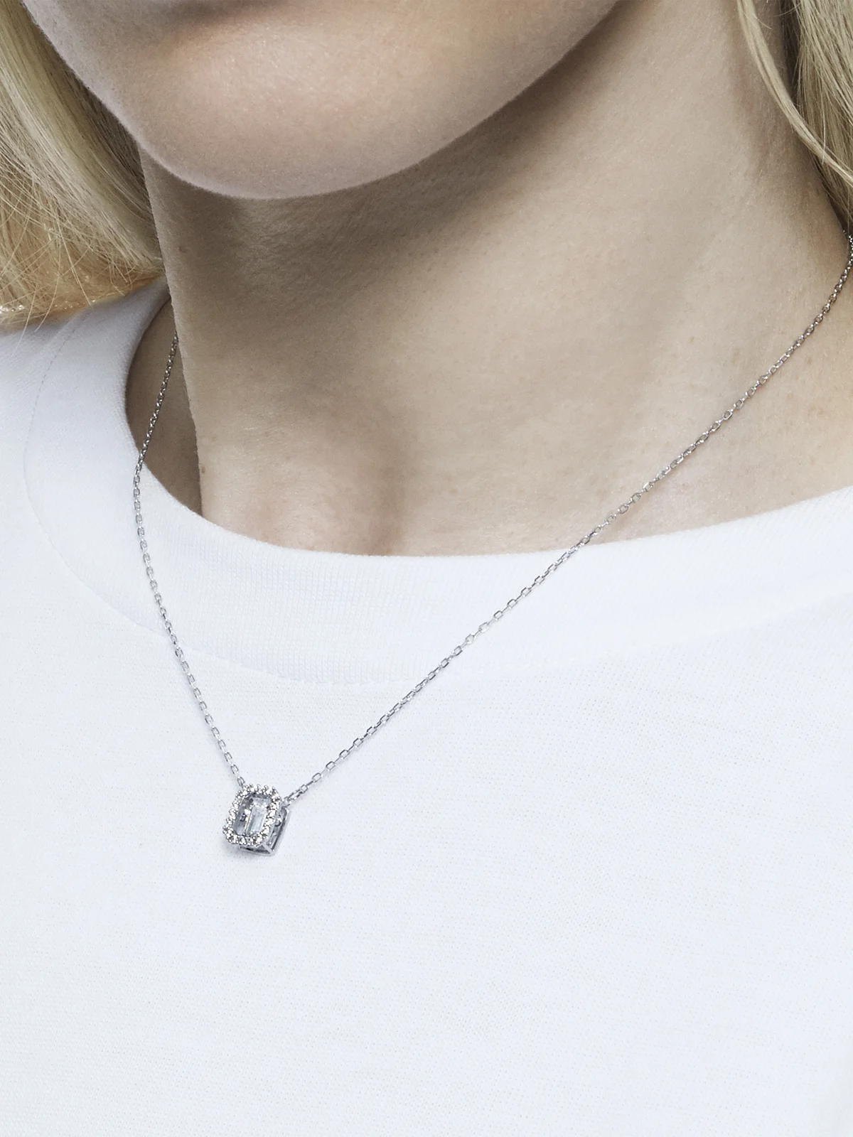 SWAROVSKI Vòng Cổ Millenia, Octagon Cut, White, Rhodium Plated