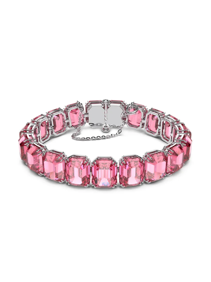 SWAROVSKI Vòng Tay Millenia, Octagon Cut, Pink, Rhodium Plated