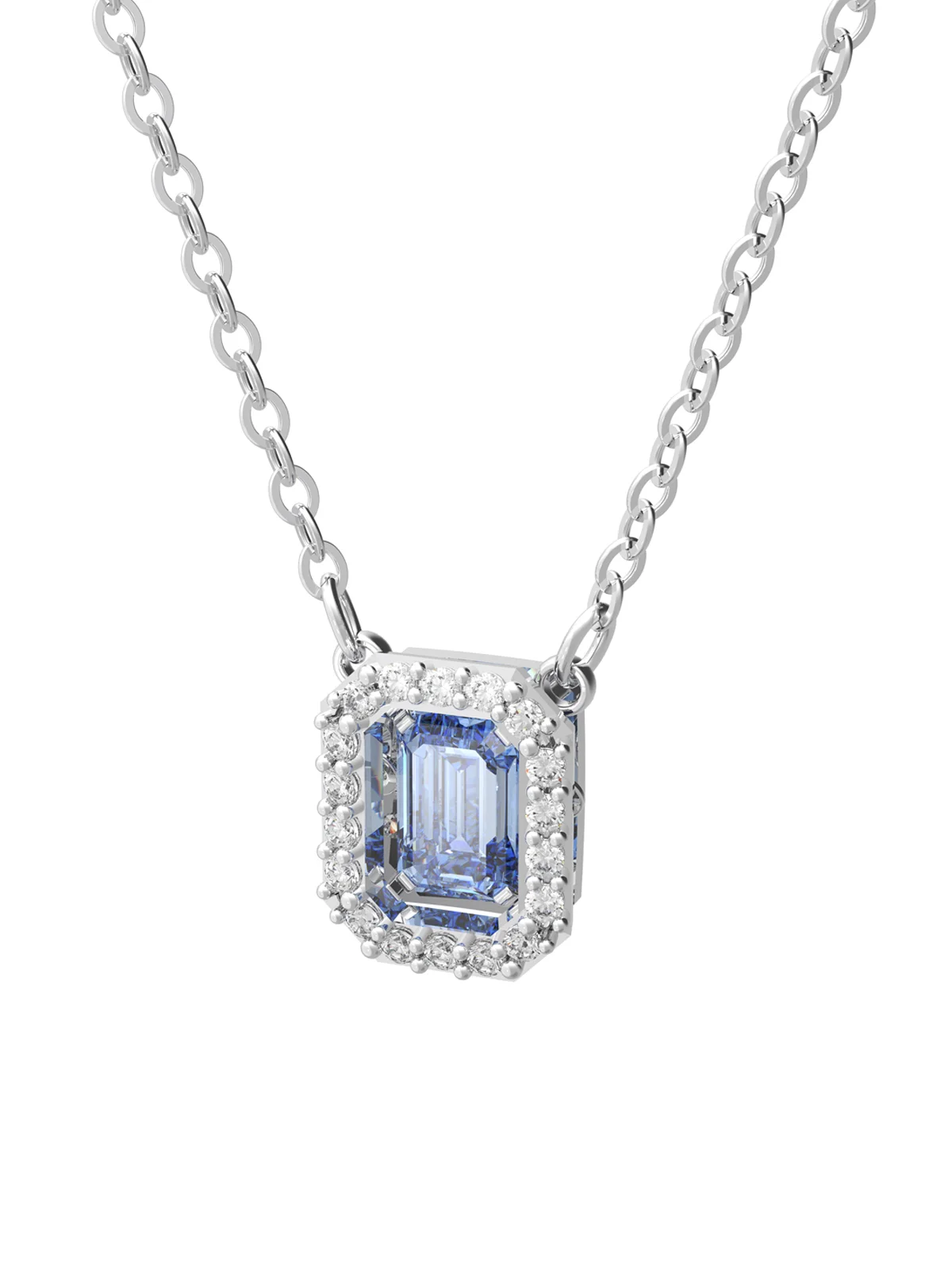 SWAROVSKI Vòng Cổ Millenia, Octagon Cut, Blue, Rhodium Plated
