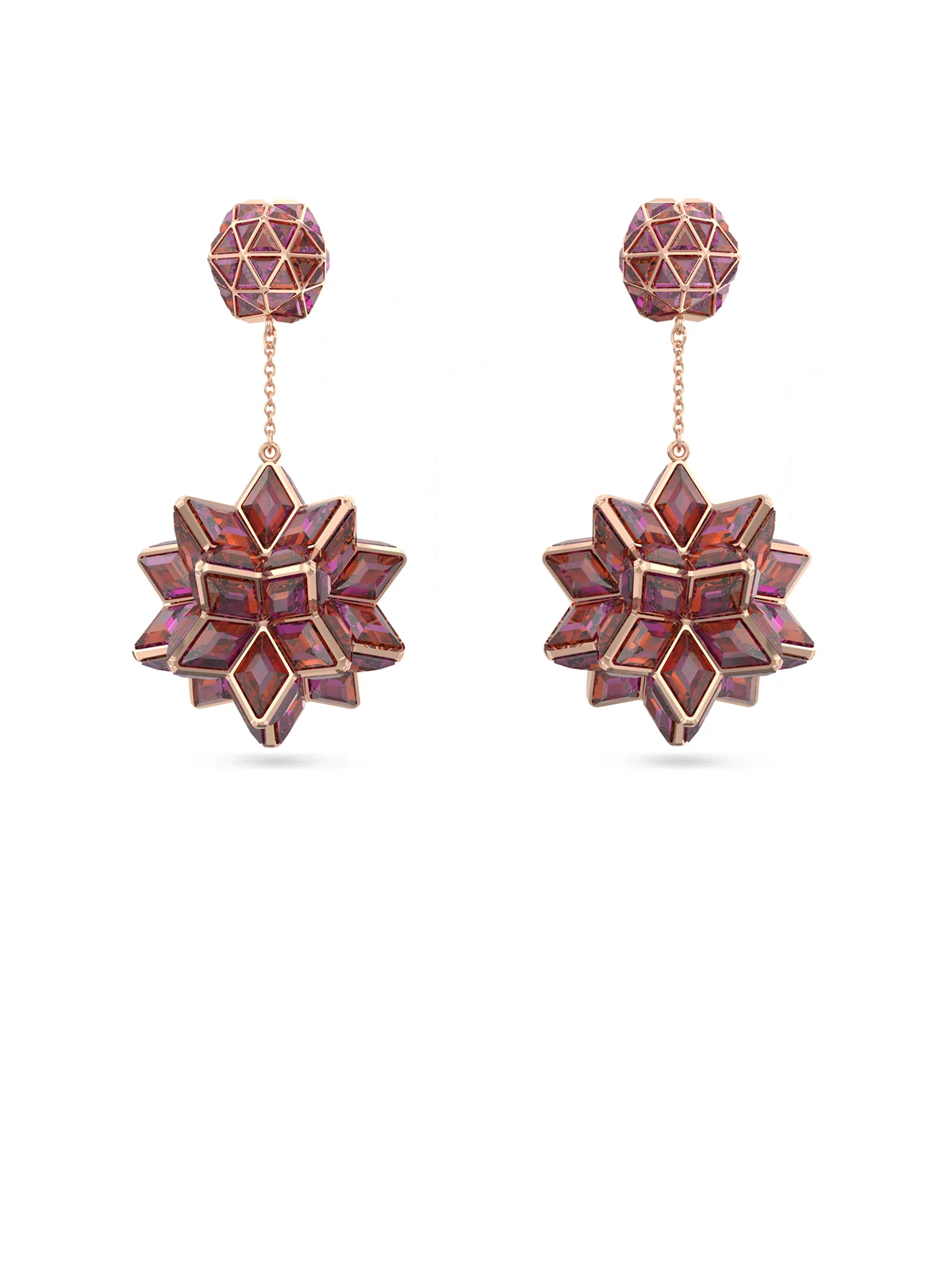 SWAROVSKI Bông Tai Curiosa Drop, Geometric Cut, Pink, Rose Gold-Tone Plated