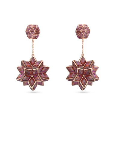 SWAROVSKI Bông Tai Curiosa Drop, Geometric Cut, Pink, Rose Gold-Tone Plated