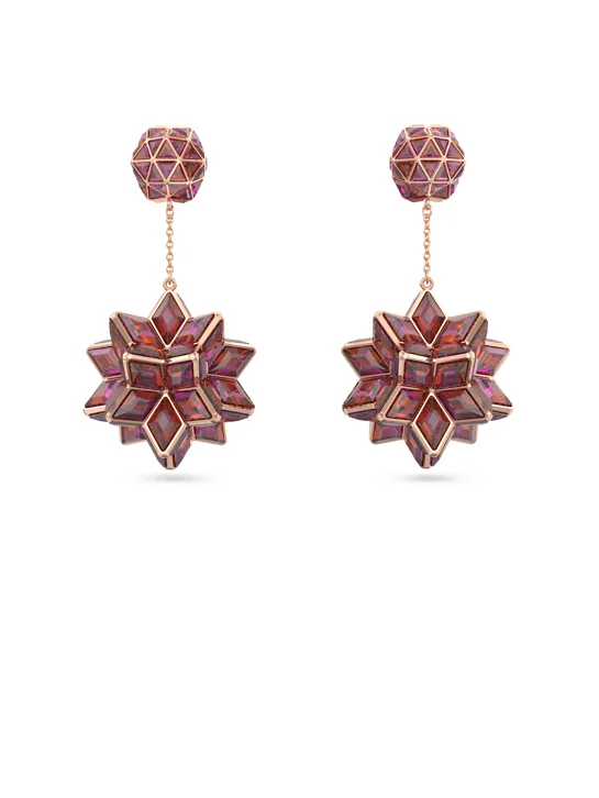 SWAROVSKI Bông Tai Curiosa Drop, Geometric Cut, Pink, Rose Gold-Tone Plated