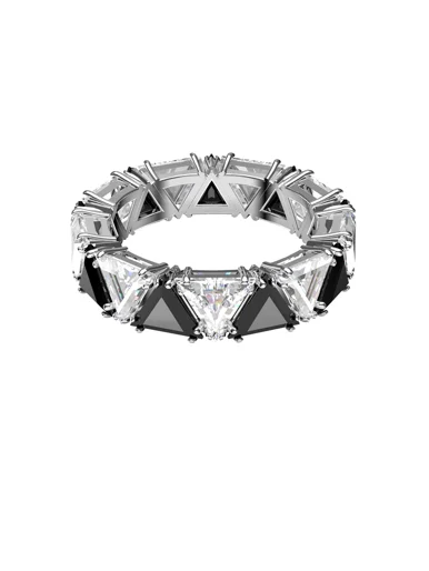 SWAROVSKI Nhẫn Ortyx Cocktail, Triangle Cut, Black, Rhodium Plated