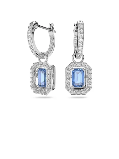 SWAROVSKI Bông Tai Millenia Drop, Octagon Cut, Blue, Rhodium Plated