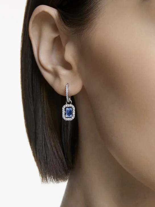 SWAROVSKI Bông Tai Millenia Drop, Octagon Cut, Blue, Rhodium Plated