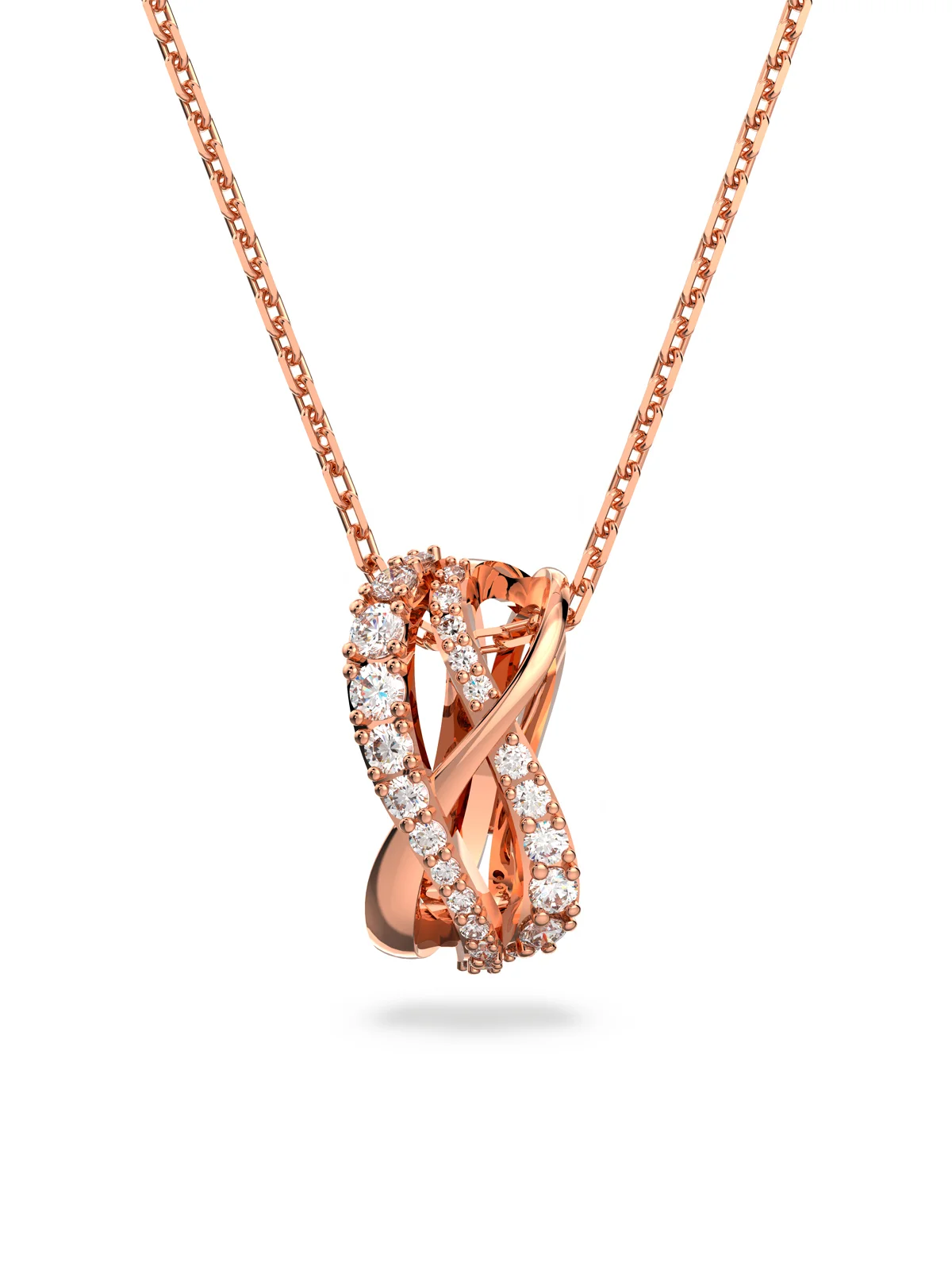 SWAROVSKI Vòng Cổ Twist, White, Rose Gold-Tone Plated