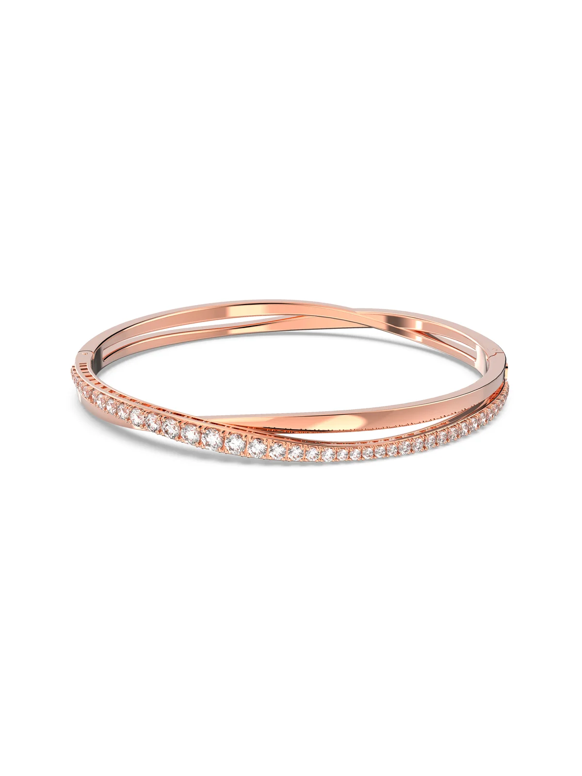 Vòng tay Twist bracelet, White, Rose gold-tone plated