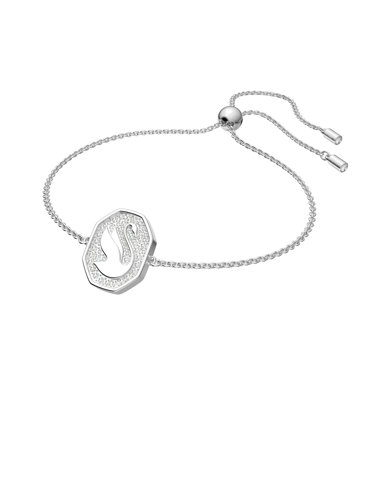 Vòng tay Signum bracelet, Swan, White, Rhodium plated