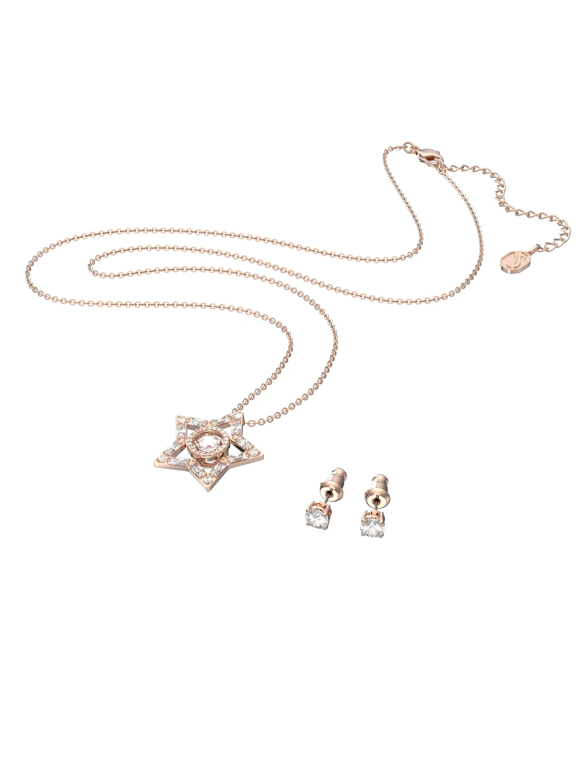 SWAROVSKI Bộ Trang Sức Stella Set, Star, White, Rose Gold-Tone Plated