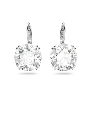 SWAROVSKI Bông Tai Millenia Drop, Round Cut, White, Rhodium Plated