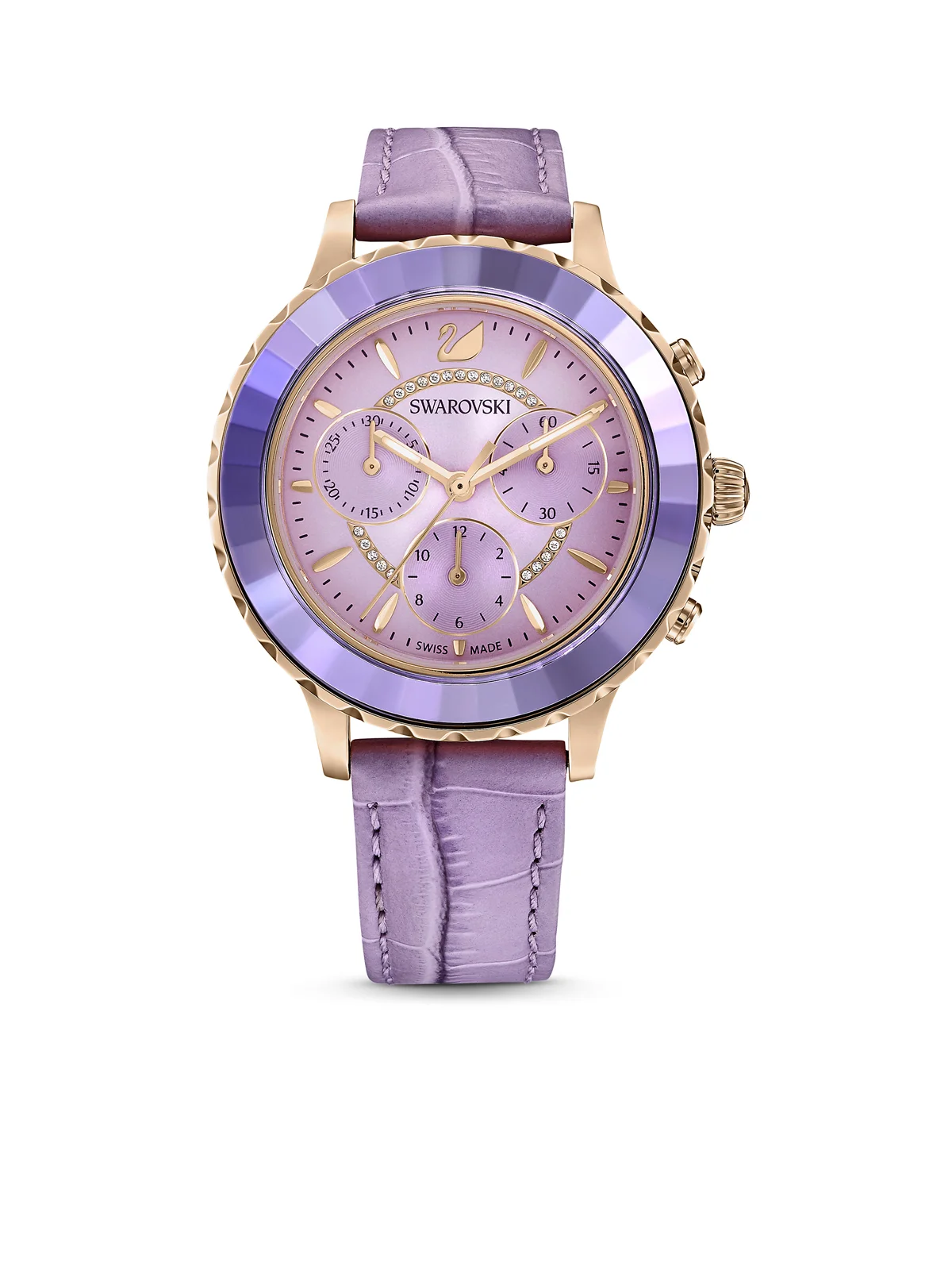 Đồng Hồ Octea Lux Chrono, Leather Strap, Purple, Rose Gold-Tone Finish ...
