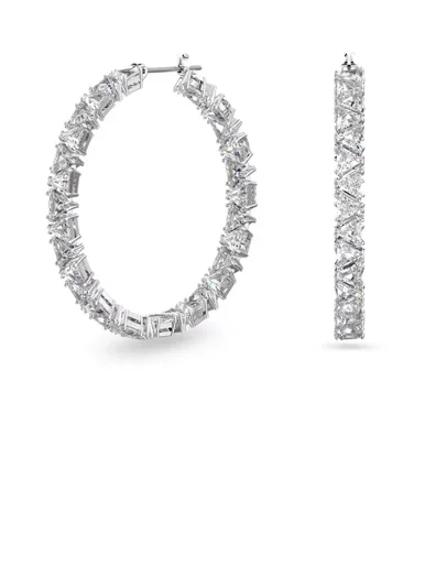 SWAROVSKI Bông Tai Ortyx: Pe Hoop Tri White/Rhs