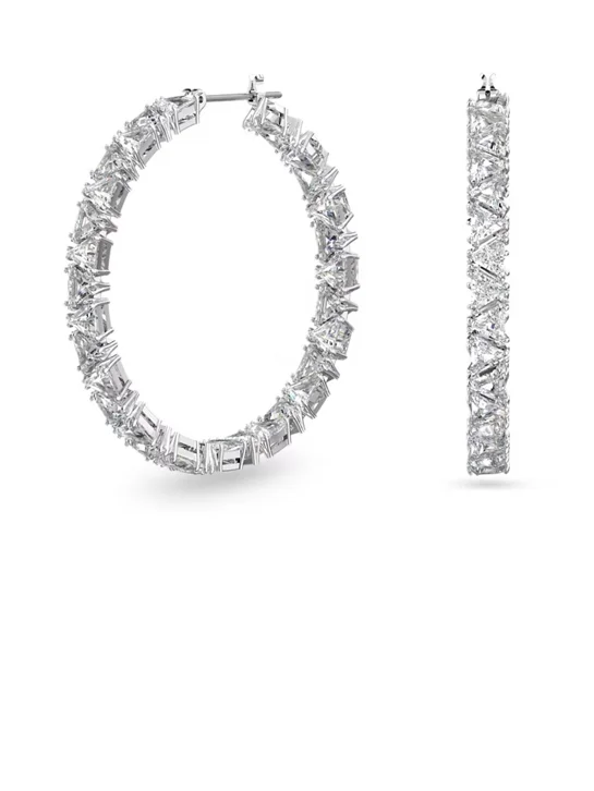 SWAROVSKI Bông Tai Ortyx: Pe Hoop Tri White/Rhs