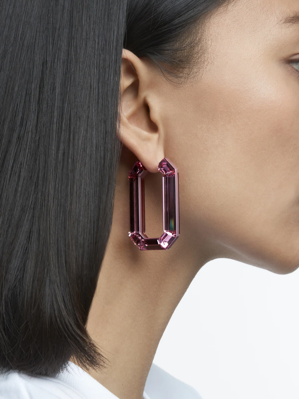 SWAROVSKI Bông Tai Lucent Hoop, Pink