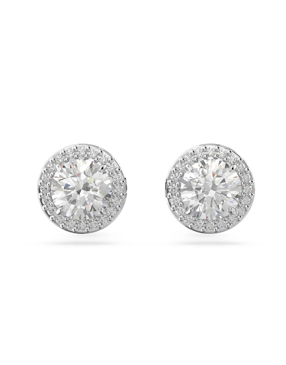 SWAROVSKI Bông Tai Constella Stud, Round Cut, Pavé, White, Rhodium Plated