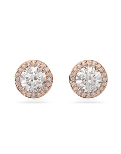 SWAROVSKI Bông Tai Constella Stud, Round Cut, Pavé, White, Rose Gold-Tone Plated
