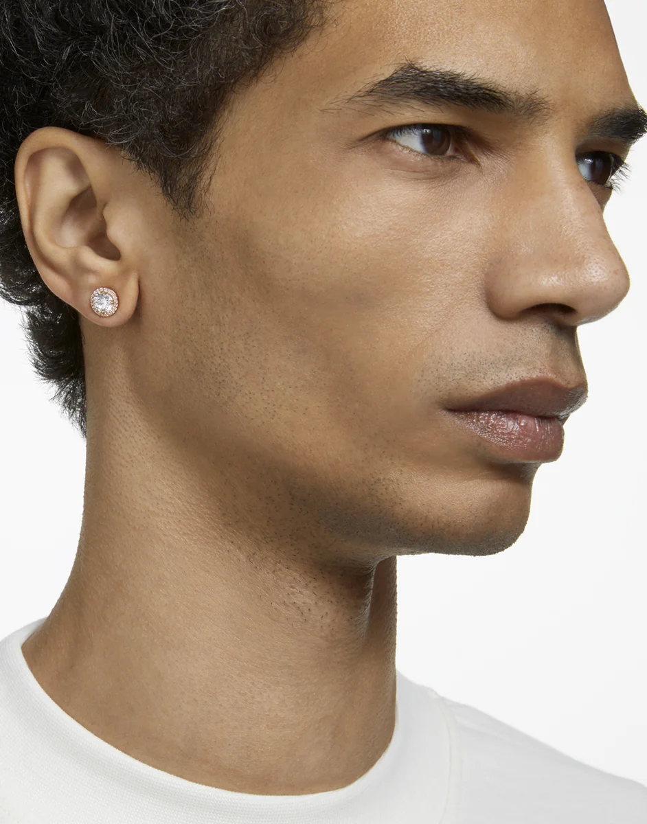 SWAROVSKI Bông Tai Constella Stud, Round Cut, Pavé, White, Rose Gold-Tone Plated