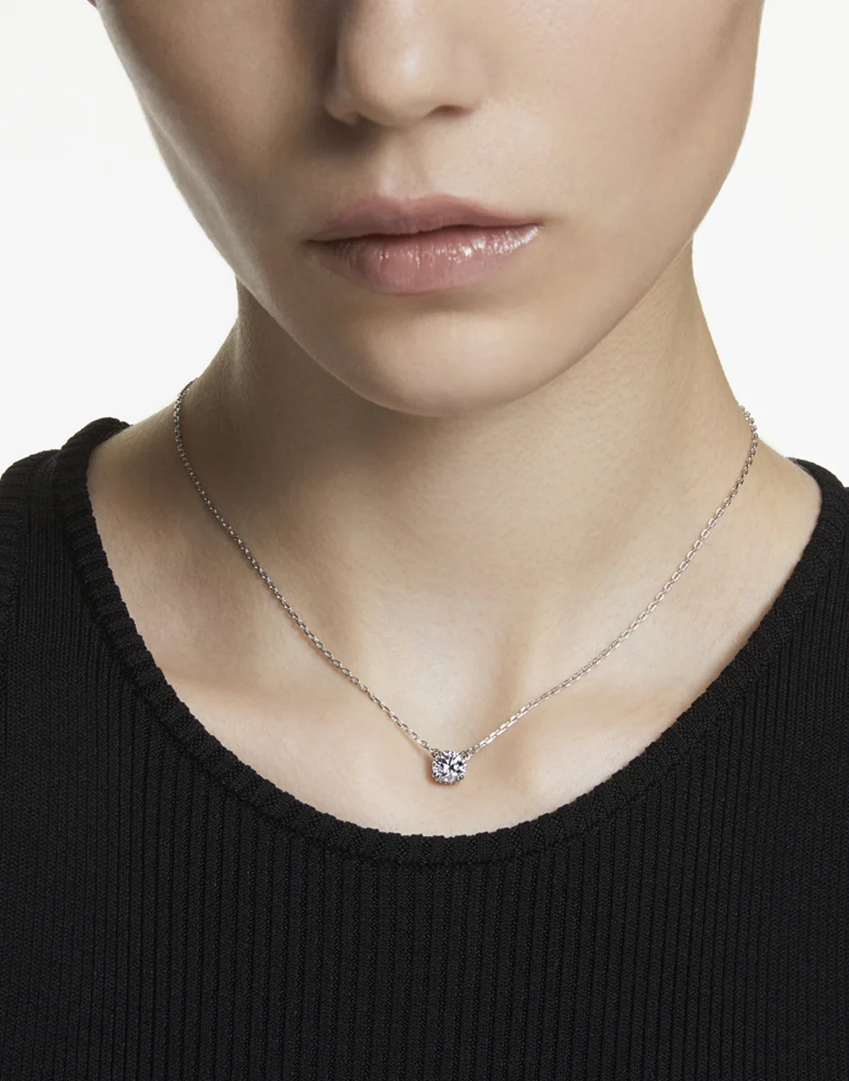 SWAROVSKI Vòng Cổ Constella, Round Cut, White, Rhodium Plated