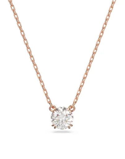 SWAROVSKI Vòng Cổ Constella, Round Cut, White, Rose Gold-Tone Plated
