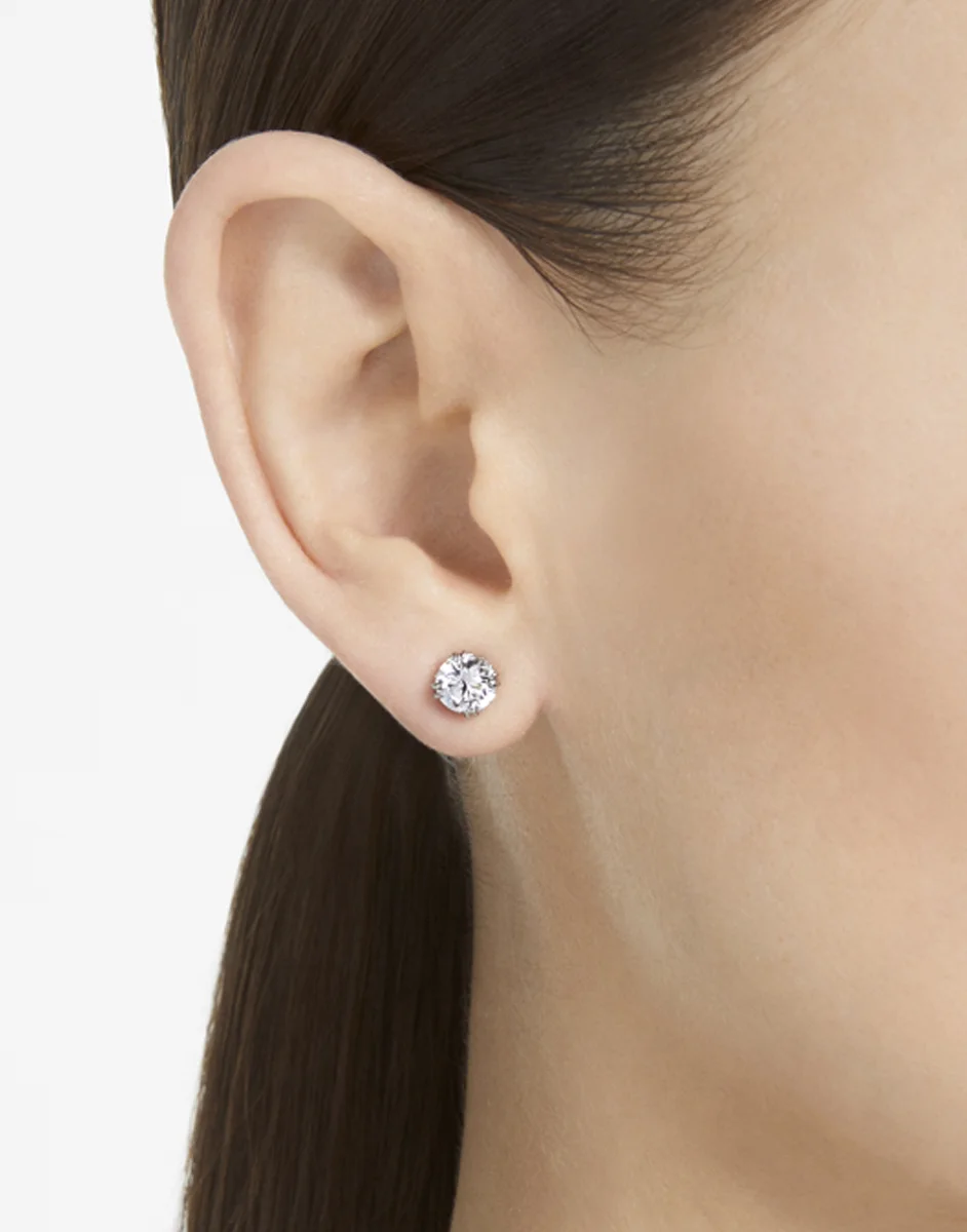 SWAROVSKI Bông Tai Constella Stud, Round Cut, White, Rhodium Plated