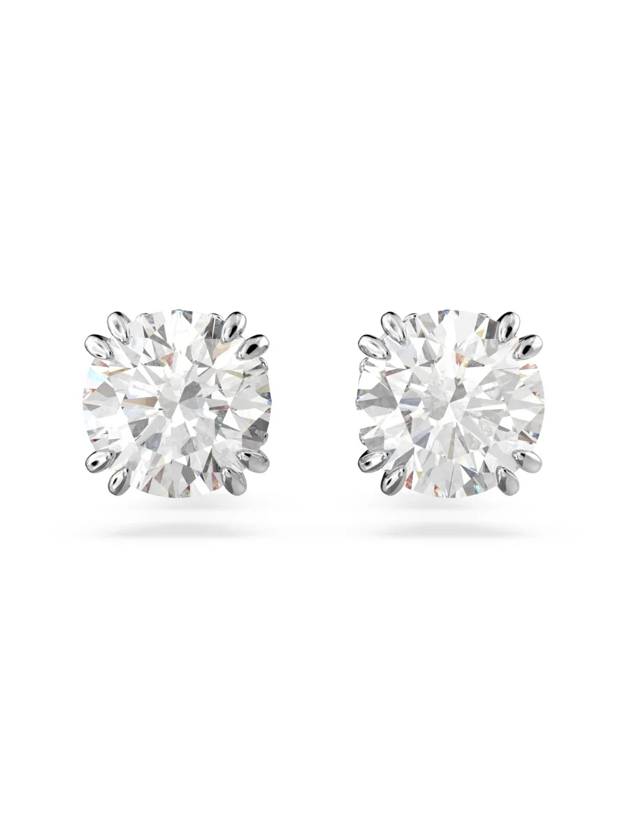 SWAROVSKI Bông Tai Constella Stud, Round Cut, White, Rhodium Plated