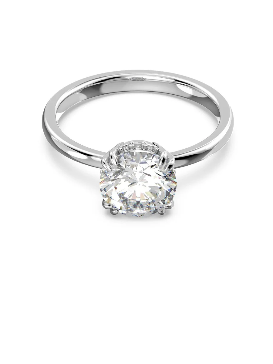 SWAROVSKI Nhẫn Constella Cocktail, Princess Cut, White, Rhodium Plated