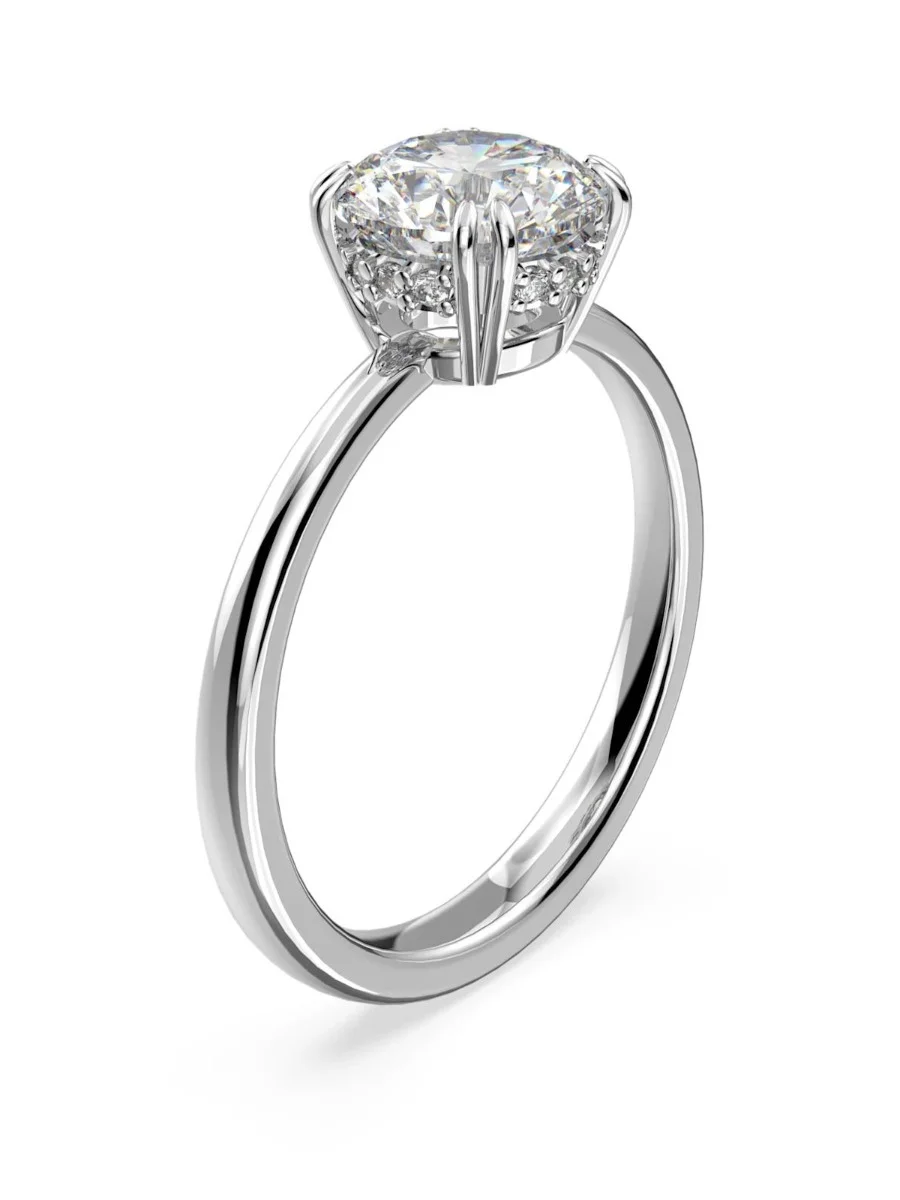 SWAROVSKI Nhẫn Constella Cocktail, Princess Cut, White, Rhodium Plated