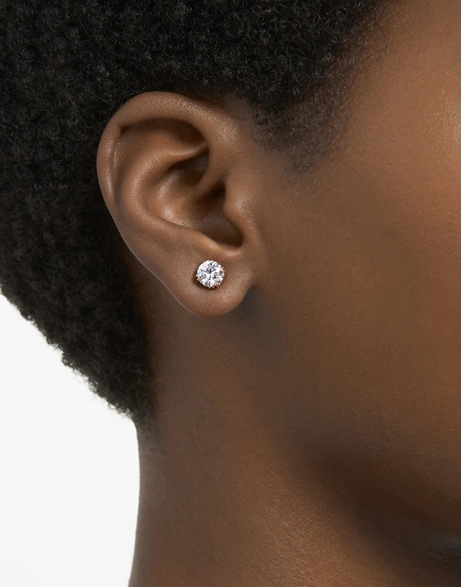 SWAROVSKI Bông Tai Constella Stud, Round Cut, White, Rose Gold-Tone Plated
