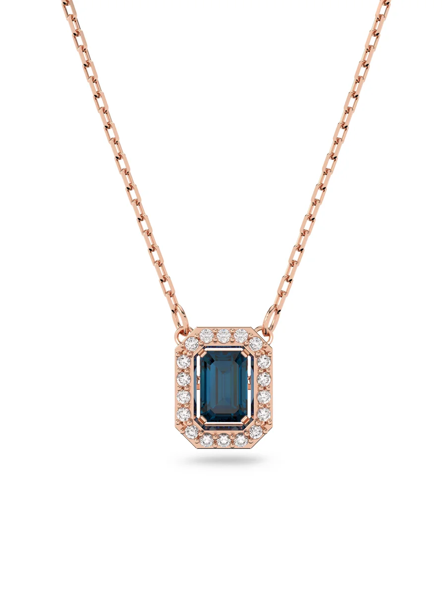 SWAROVSKI Vòng Cổ Millenia, Octagon Cut, Rose Gold Tone Plated, Blue