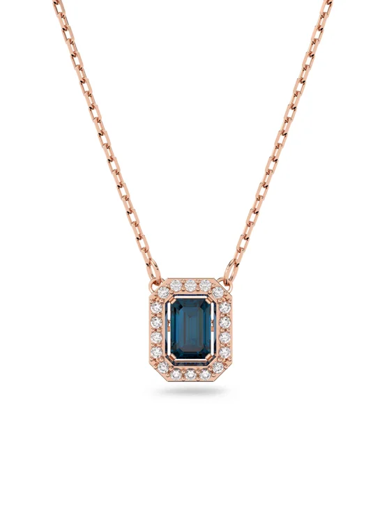 SWAROVSKI Vòng Cổ Millenia, Octagon Cut, Rose Gold Tone Plated, Blue
